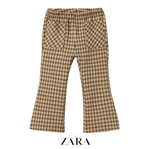 ZARA Kids | Green | PLAID FLARED PANTS - Picture 1 of 3